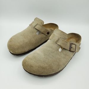 Birkenstocks Boston mule suede taupe clogs